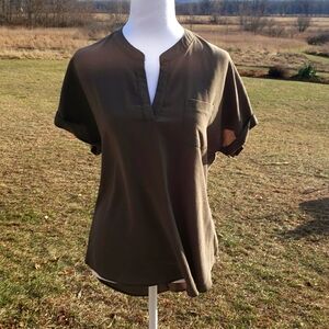 Moa Moa V-Neck Short Sleeve Blouse